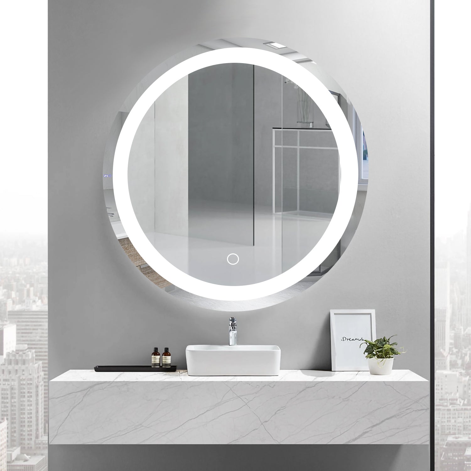 24 Inch Led Round Bathroom Mirror - Transparent