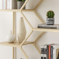 Rattan bookshelf 7 tiers Bookcases Storage Rack with natural-particle board