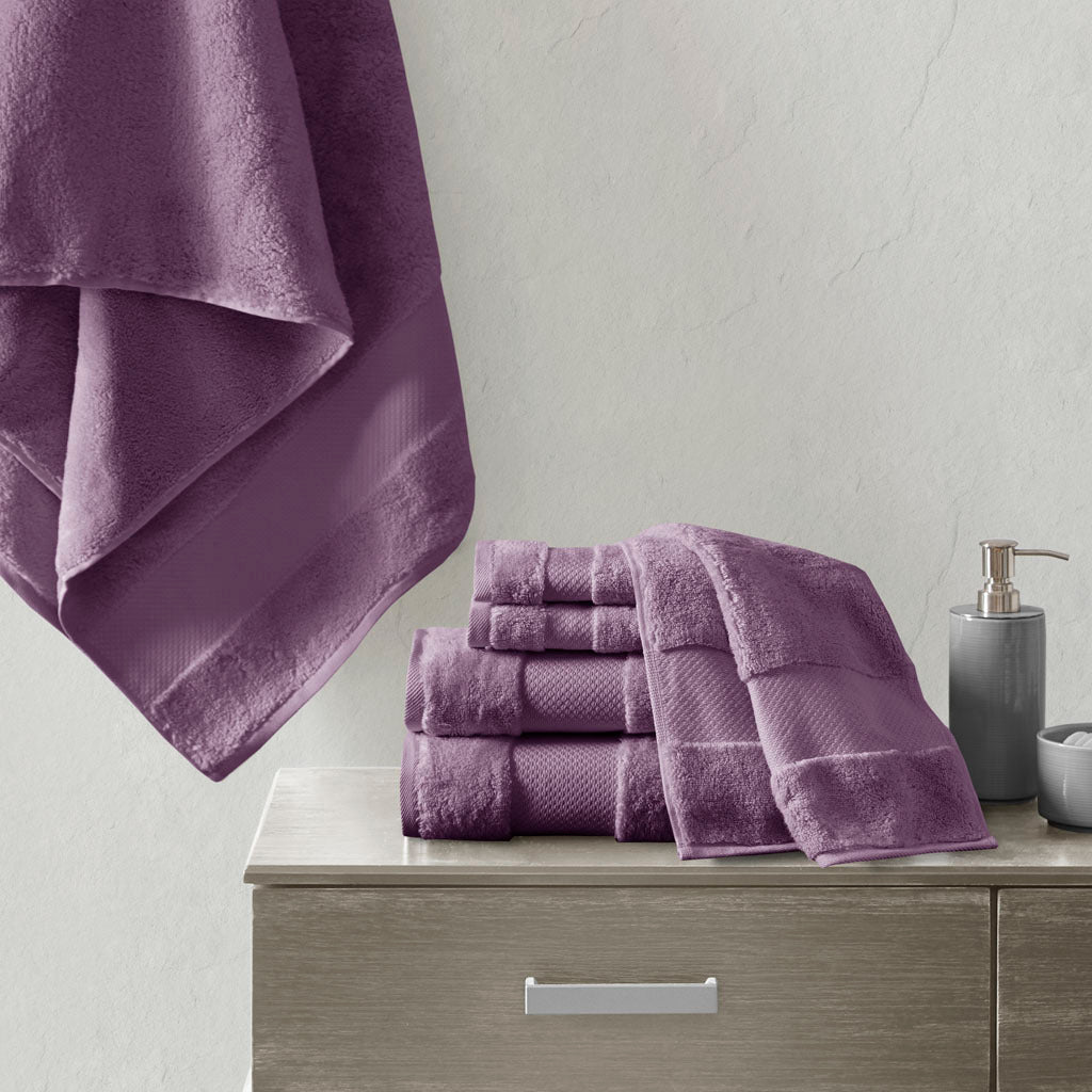 Cotton 6 Piece Bath Towel Set purple-cotton