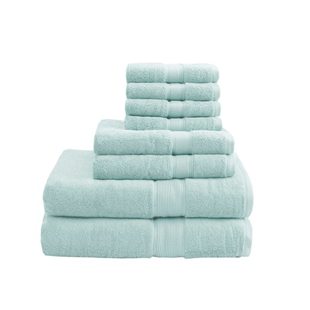 100% Cotton 8 Piece Antimicrobial Towel Set seafoam-cotton