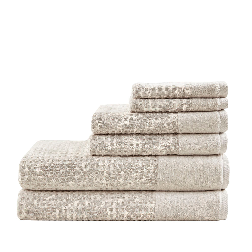 Cotton Waffle Jacquard Antimicrobial Bath Towel 6 taupe-cotton