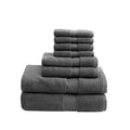 100% Cotton 8 Piece Antimicrobial Towel Set grey-cotton