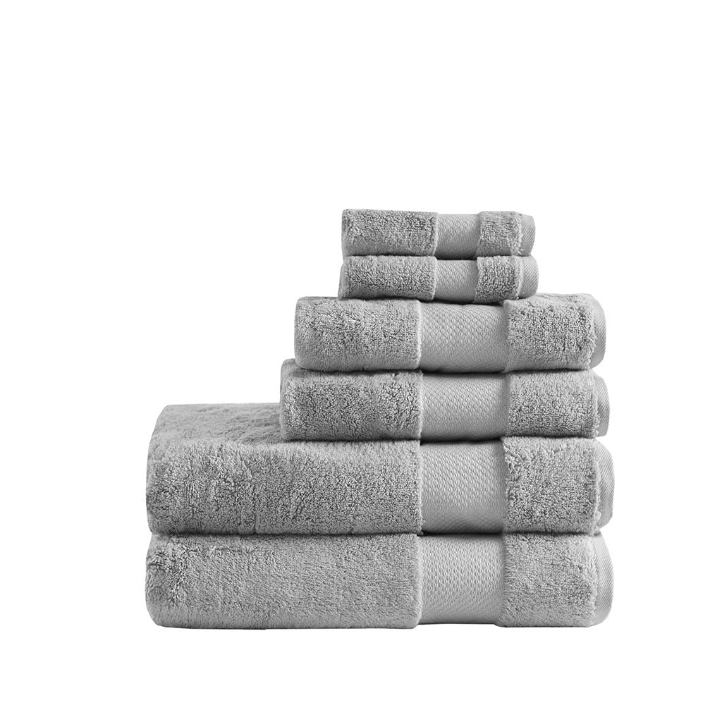 Cotton 6 Piece Bath Towel Set grey-cotton