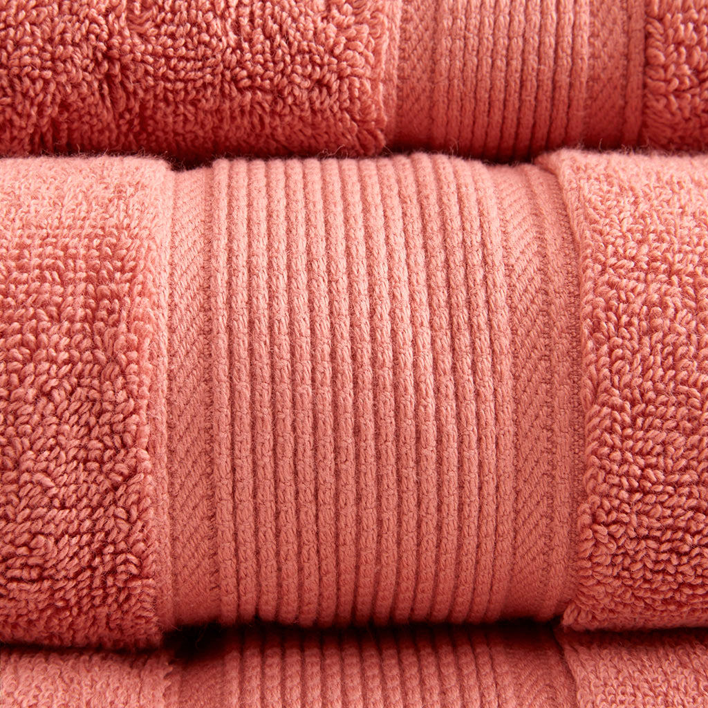 100% Cotton 8 Piece Antimicrobial Towel Set coral-cotton