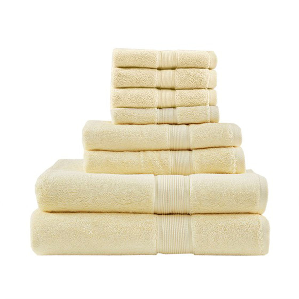 100% Cotton 8 Piece Antimicrobial Towel Set yellow-cotton