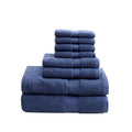 100% Cotton 8 Piece Antimicrobial Towel Set dark blue-cotton