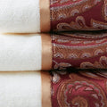 6 Piece Jacquard Towel Set burgundy-cotton