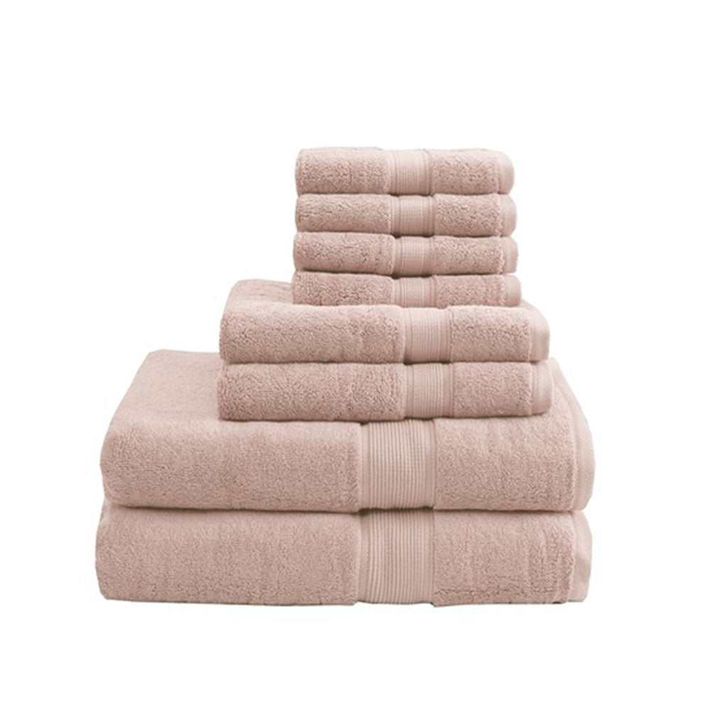 100% Cotton 8 Piece Antimicrobial Towel Set blush-cotton