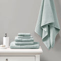 Cotton Waffle Jacquard Antimicrobial Bath Towel 6 seafoam-cotton