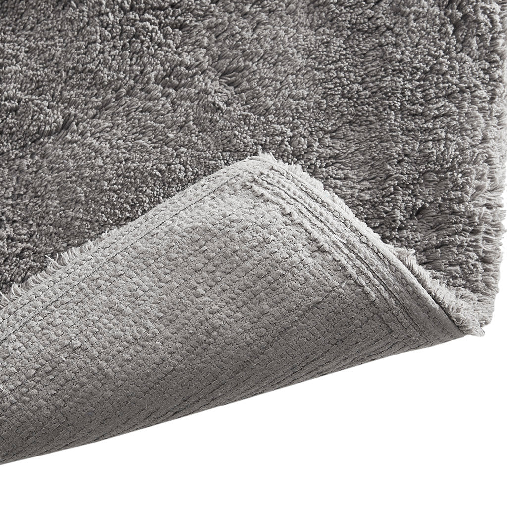 100% Cotton Solid Tufted 2 Piece Bath Rug Set grey-cotton