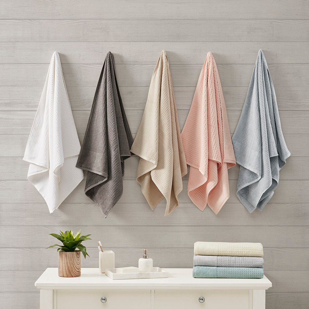 Cotton Waffle Jacquard Antimicrobial Bath Towel 6 taupe-cotton