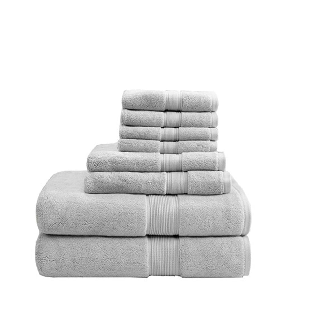 100% Cotton 8 Piece Antimicrobial Towel Set silver-cotton