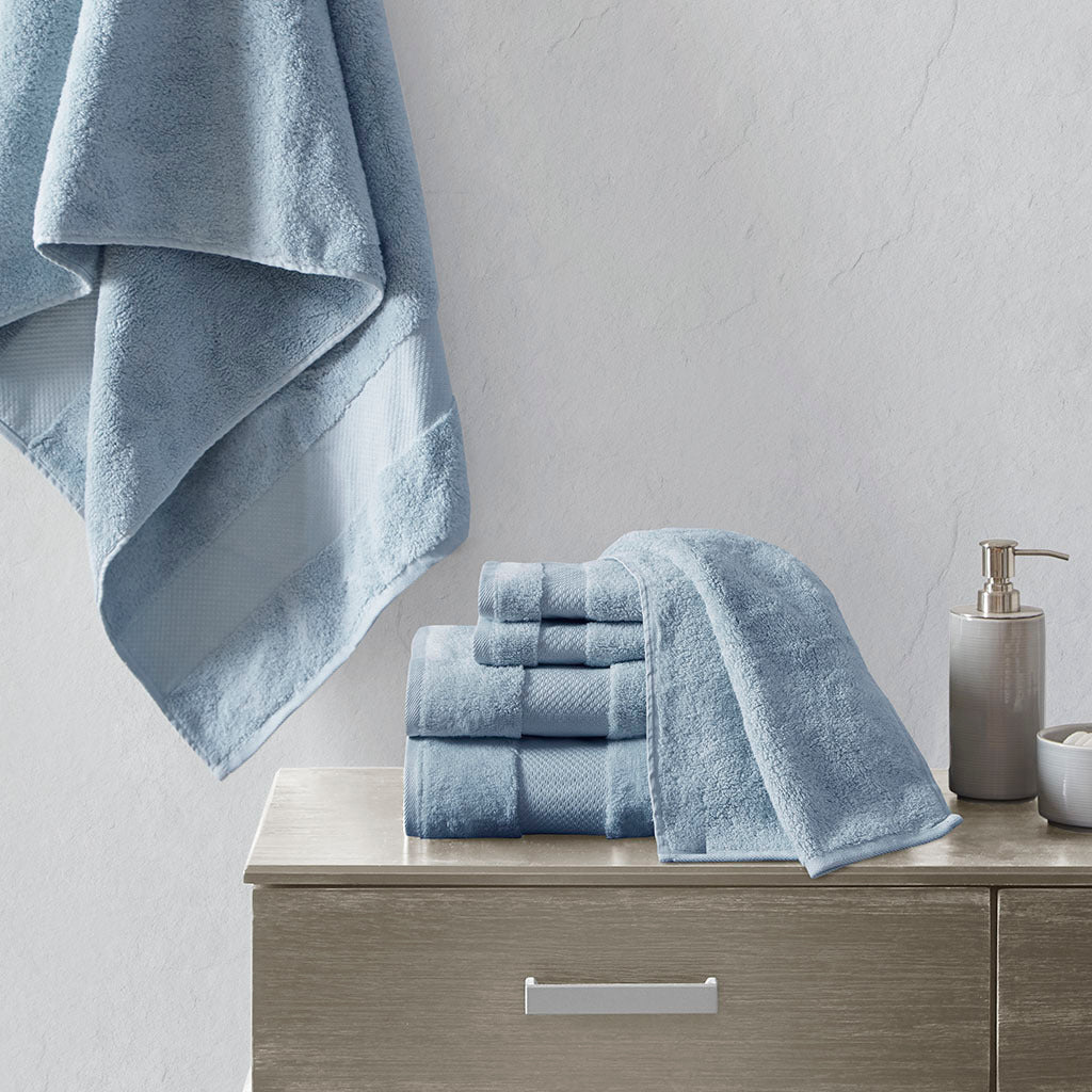 Cotton 6 Piece Bath Towel Set blue-cotton