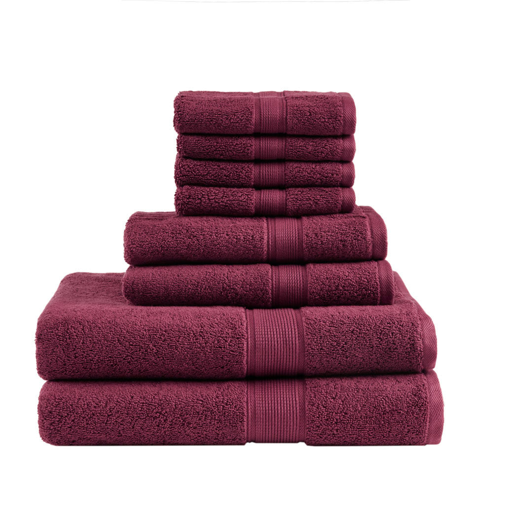 100% Cotton 8 Piece Antimicrobial Towel Set burgundy-cotton