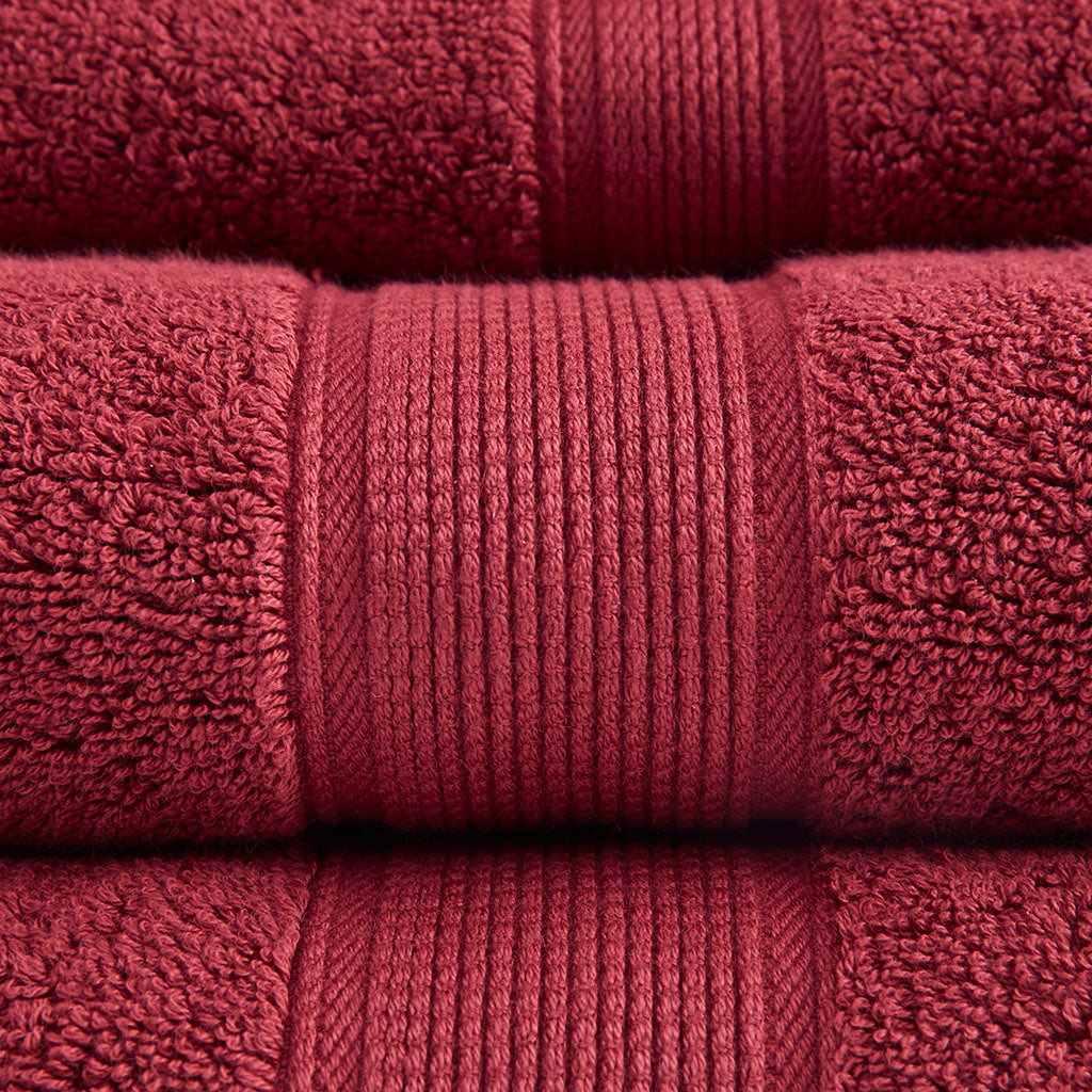 100% Cotton 8 Piece Antimicrobial Towel Set red-cotton