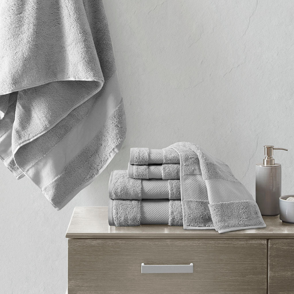 Cotton 6 Piece Bath Towel Set grey-cotton