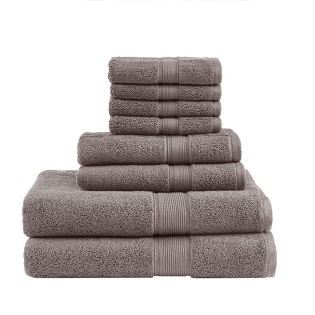 100% Cotton 8 Piece Antimicrobial Towel Set brown-cotton