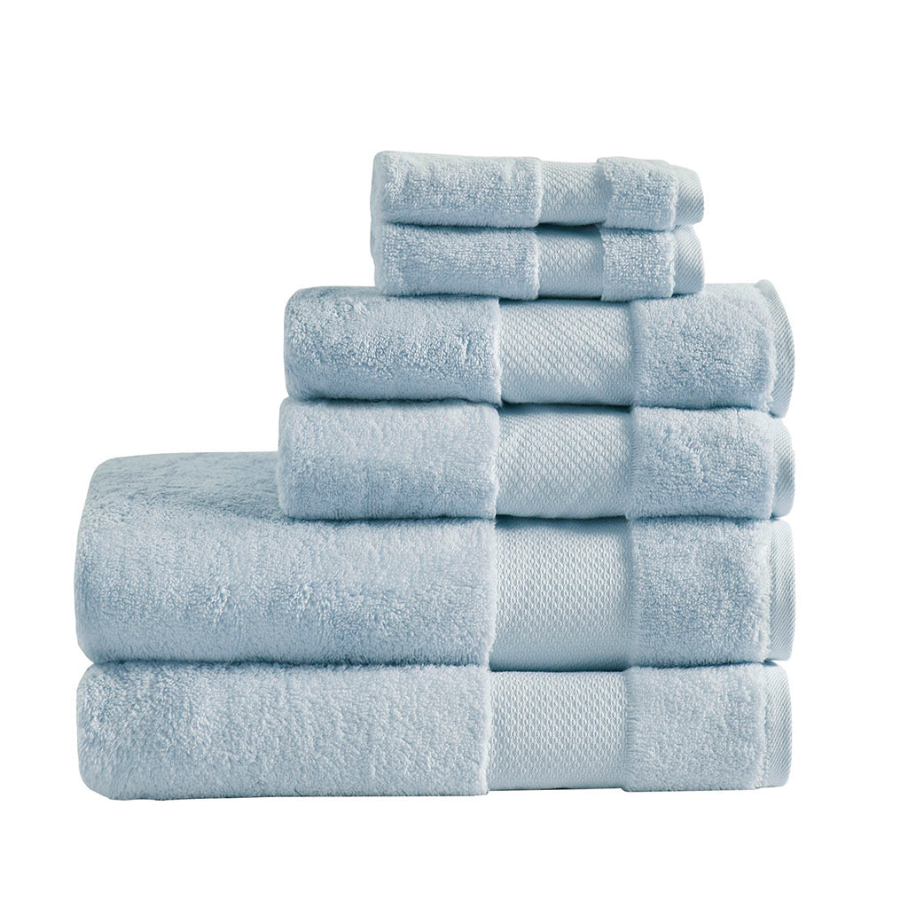 Cotton 6 Piece Bath Towel Set light blue-cotton