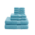 100% Cotton 8 Piece Antimicrobial Towel Set aqua-cotton