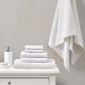 Cotton Waffle Jacquard Antimicrobial Bath Towel 6 white-cotton