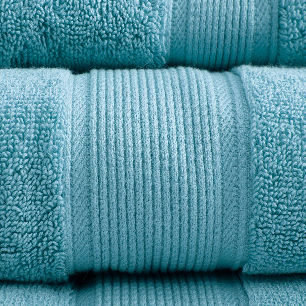 100% Cotton 8 Piece Antimicrobial Towel Set aqua-cotton