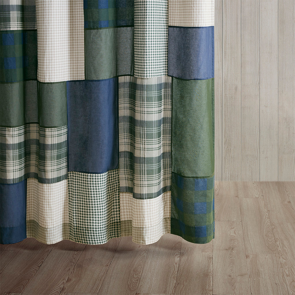 Pieced Cotton Shower Curtain green-cotton