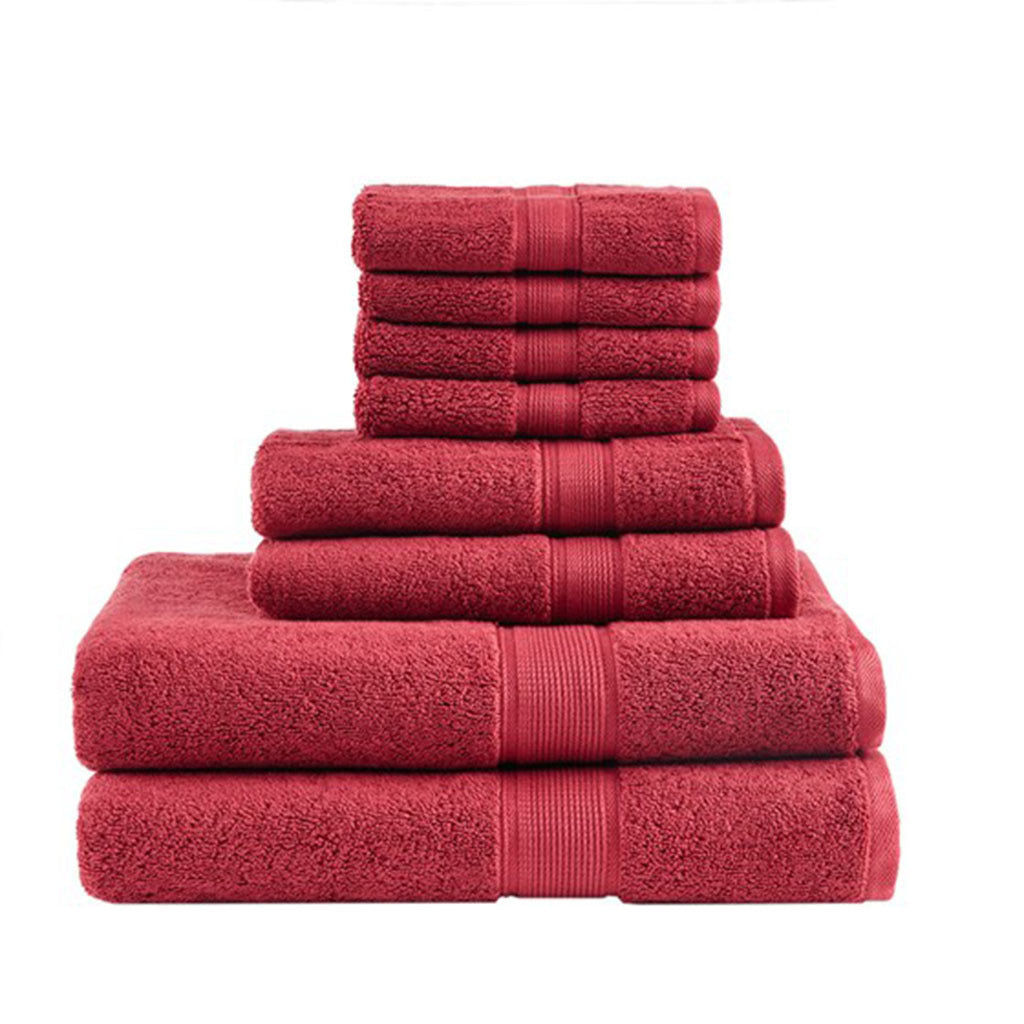 100% Cotton 8 Piece Antimicrobial Towel Set red-cotton