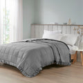 Oversized Down Alternative Blanket with Satin Trim charcoal-polyester