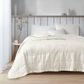 Oversized Down Alternative Blanket with Satin Trim ivory-polyester