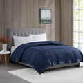 Lightweight Down Alternative Blanket with Satin Trim navy-polyester