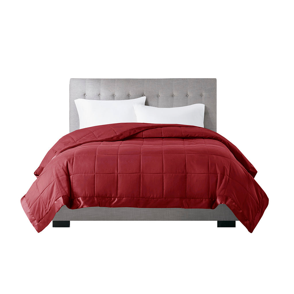 Lightweight Down Alternative Blanket with Satin Trim burgundy-polyester