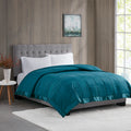 Lightweight Down Alternative Blanket with Satin Trim teal-polyester