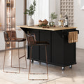 Kitchen Cart with Rubber wood Drop Leaf Countertop black-mdf