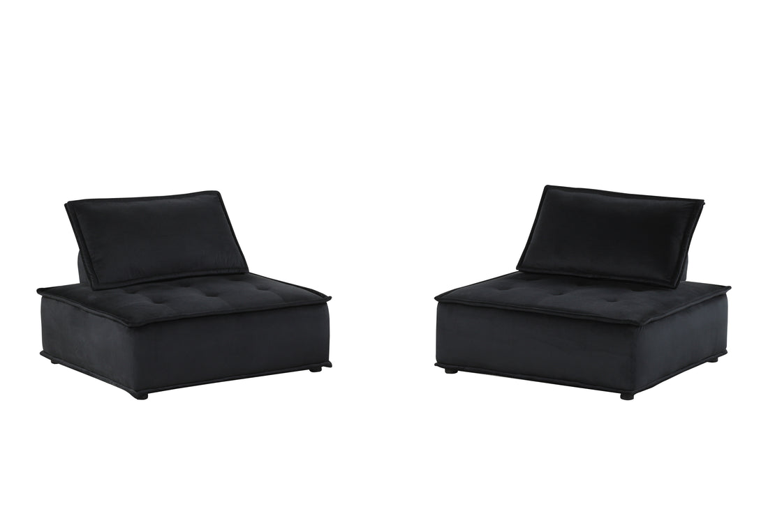 Anna 40" Black Velvet Set of 2 Armless Lounge