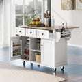 Kitchen Cart with Rubber wood Drop Leaf Countertop white-mdf