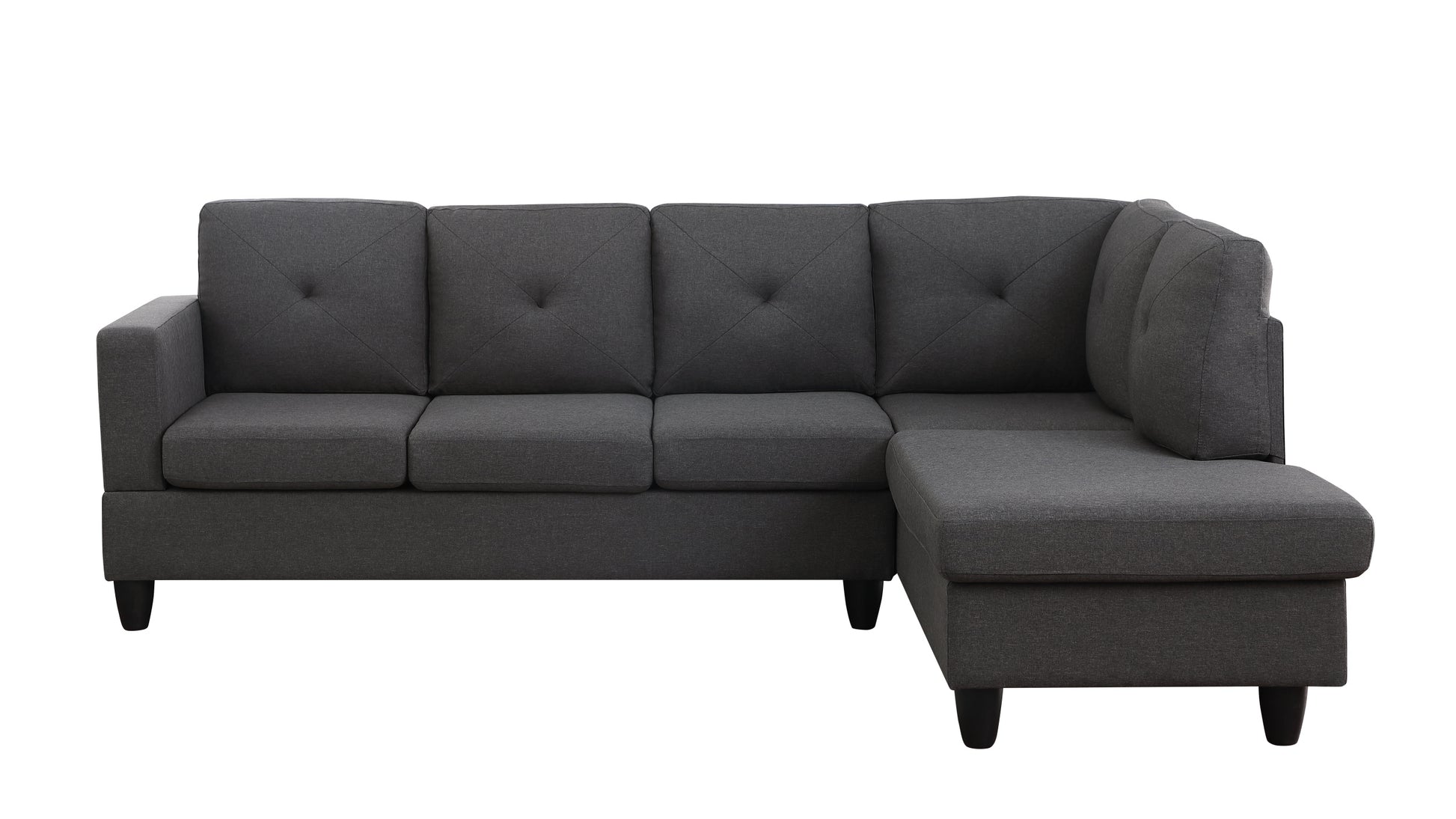 Santiago 96" Dark Gray Linen Sectional Sofa with