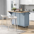 Kitchen Cart with Rubber wood Drop Leaf Countertop blue-mdf