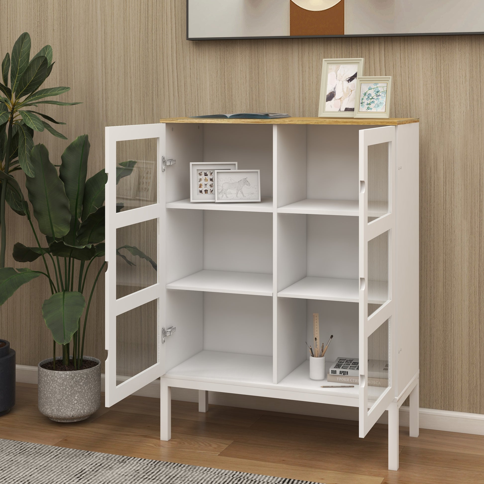 Two door Three tier Shelf Bookcase Cabinet