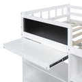 Twin Size Low Loft Bed With Rolling Desk, Shelf