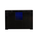 Kitchen Sideboard Cupboard with LED Light, White High black-mdf