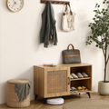 Modern Shoe Storage Cabinet with Natural Rattan