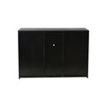 Kitchen Sideboard Cupboard with LED Light, White High black-mdf