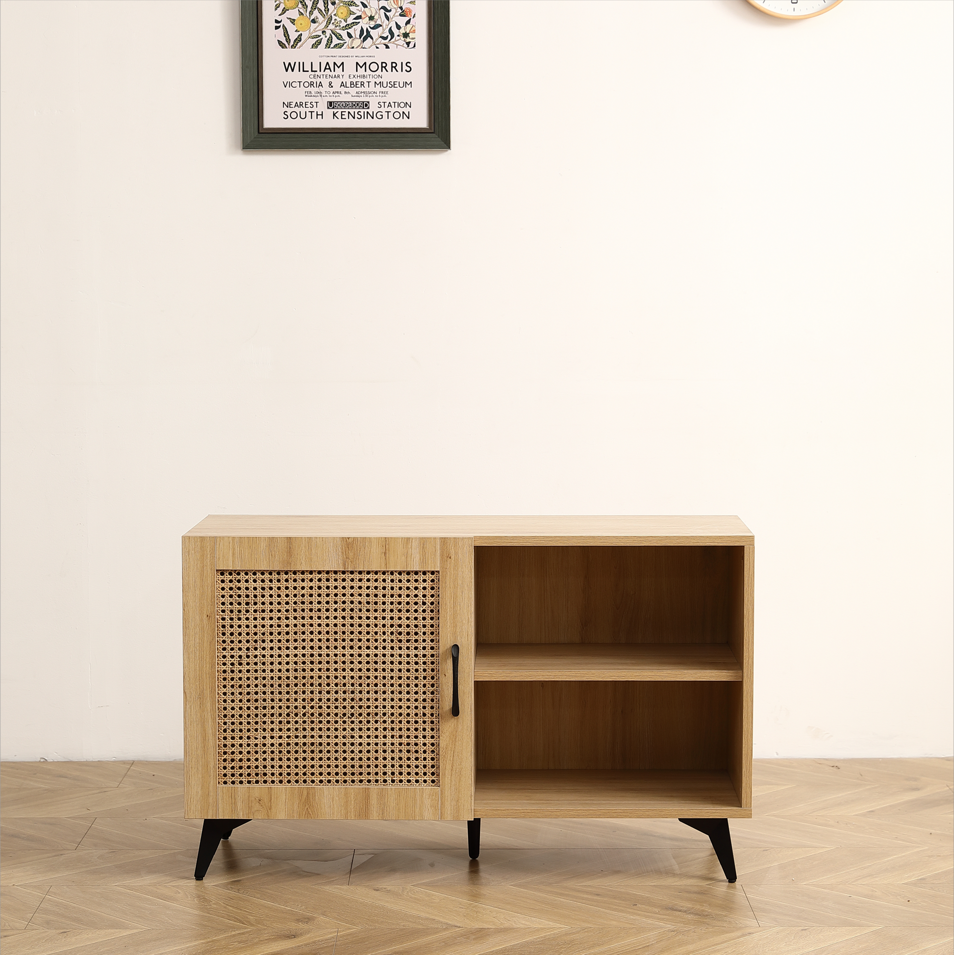 Modern Shoe Storage Cabinet with Natural Rattan