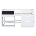 Twin Size Low Loft Bed With Rolling Desk, Shelf