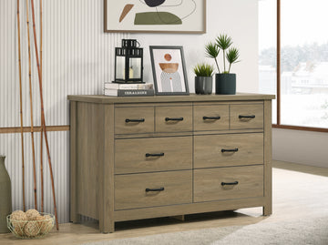 Finn 51" Coffee Gray Oak Finish Dresser with 6