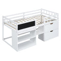 Twin Size Low Loft Bed With Rolling Desk, Shelf