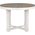 5 Piece Dining Table Set, Two Size Round To Oval brown+white-solid wood+mdf