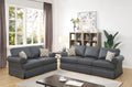 Charcoal Glossy Polyfiber 2pcs Sofa set Living Room charcoal grey-wood-primary living space-cushion