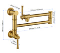 Pot Filler Faucet Wall Mount Pot Filler Faucet, Modern gold-brass