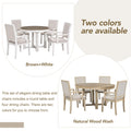 5 Piece Dining Table Set, Two Size Round To Oval brown+white-solid wood+mdf